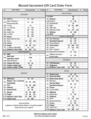 Blessed Sacrament Gift Card Order Form - blessedsacramentscotts