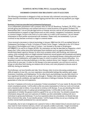 Informed Consent for Psychotherapy Services
