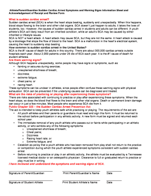 Sudden Cardiac Arrest Information and Acknowledgement Form