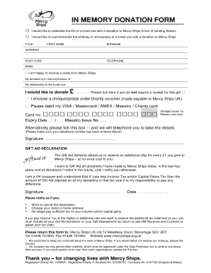Memory Donation Form