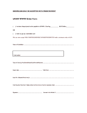 UFAW Order Form
