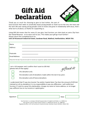 UK Gift Aid Declaration Form