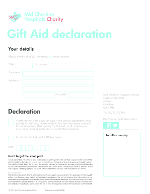 Gift Aid Declaration Form
