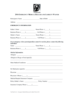 Emergency Medical Release and Liability Waiver