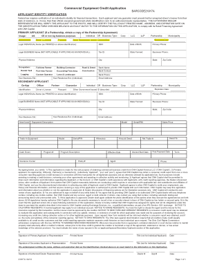 Commercial Equipment Credit Application