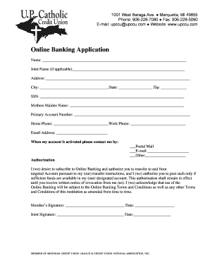 Online Banking Application Form