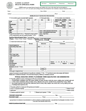 New York Health Appraisal Form