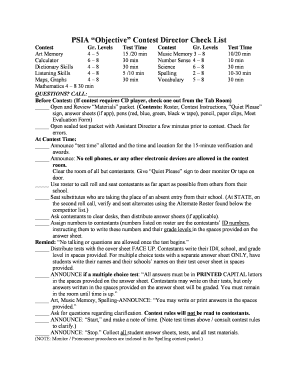 PSIA Contest Director Checklist