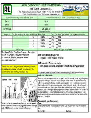 Lawn and Garden Soil Sample Submittal Form