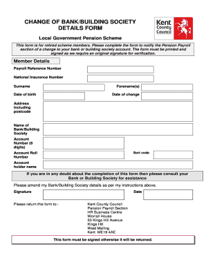 Change of Bank Details Form