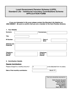 Local Government Pension Scheme Application Form