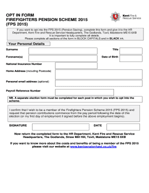Firefighters Pension Scheme 2015 Opt-In Form
