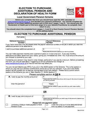 Election to Purchase Additional Pension and Declaration of Health Form