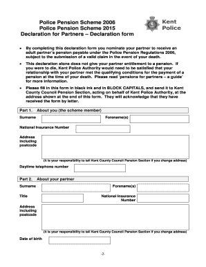 Police Pension Scheme Partner Declaration Form