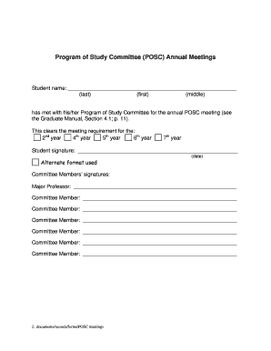 Program of Study Committee Annual Meeting Form