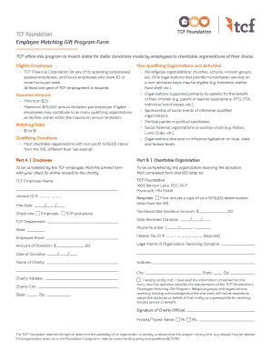 TCF Employee Matching Gift Program Form