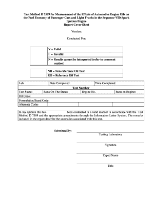 Sequence VID Test Report Cover Sheet