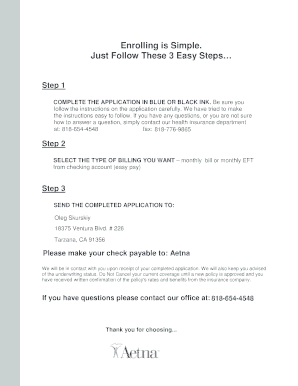 Aetna Advantage Plans Application