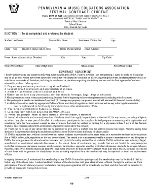 PMEA Festival Student Contract