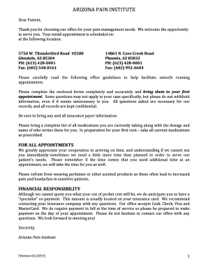 Arizona Pain Institute Patient Financial Responsibility Form