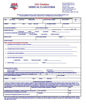 USA Triathlon Medical Claim Form