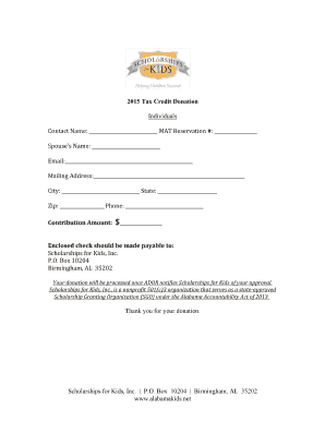 2015 Tax Credit Donation Form
