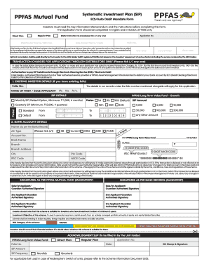 PPFAS Mutual Fund SIP Auto Debit Mandate Form