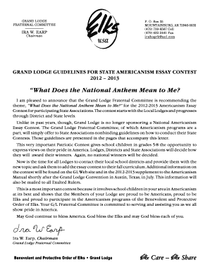 Grand Lodge Americanism Essay Contest