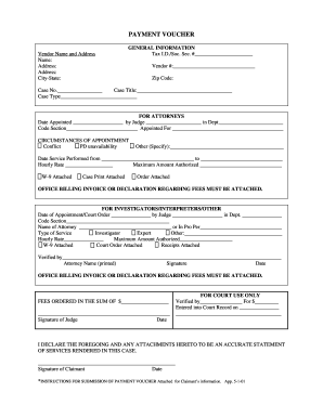 Payment Voucher for Attorneys and Investigators