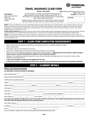 Travel Insurance Claim Form
