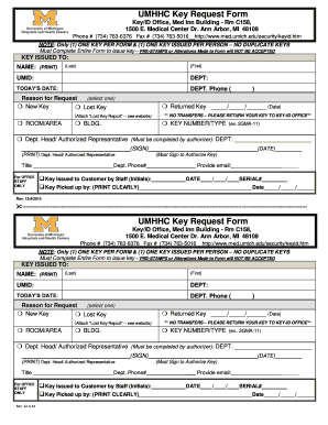 UMHHC Key Request Form