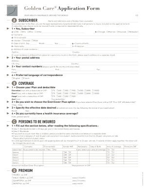 Golden Care Health Insurance Application Form