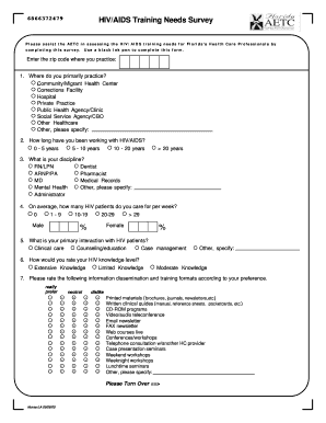 HIV/AIDS Training Needs Survey