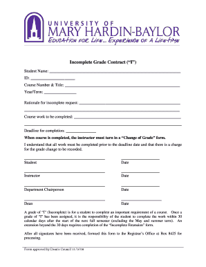 Incomplete Grade Contract
