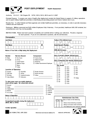 Post-Deployment Health Assessment Form