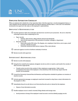 Employee Separation Checklist