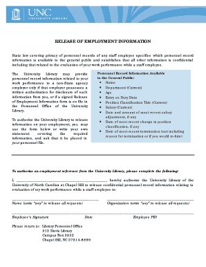 Release of Employment Information Form