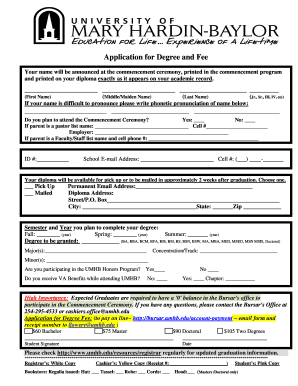 Application for Degree and Fee