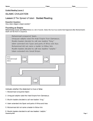 Islamic Civilization Guided Reading Lesson