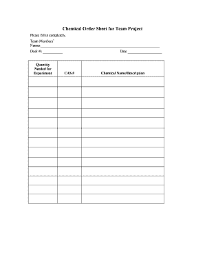 Chemical Order Sheet For Team Project Courses Chem Psu Fill and Chemical Order Sheet For Team Project Courses Chem Psu Fill and