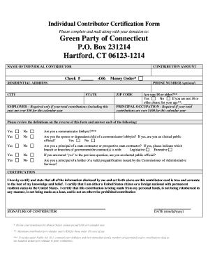 Connecticut Individual Contributor Certification Form