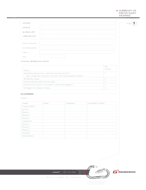 Disciplinary Hearing Summary Form