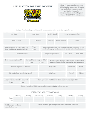Employment Application Form