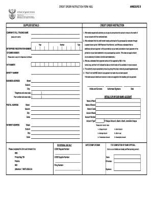 Credit Order Instruction Form