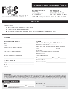 Video production agreement template - 2016 Video Production Package Contract - fetcorg