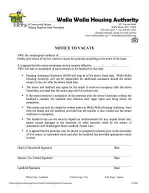 Notice to Vacate