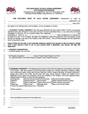 STANDARD EXCLUSIVE RIGHT OF SALE LISTING AGREEMENT