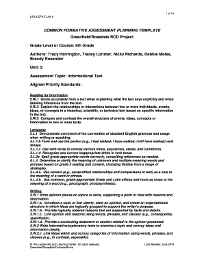Common Formative Assessment Planning Template