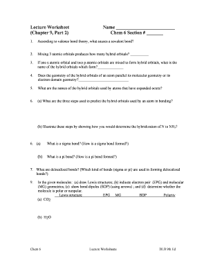 Lecture Worksheet Name Chapter 9 Part 2 Chem 6 Section - courses chem psu