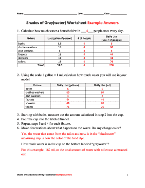 Shades of Gray Water Worksheet